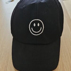 Black Trucker Cap with Smiley Face